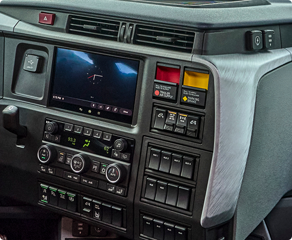 A close up look at the The Camera Monitor System replaces conventional mirrors with digital displays, helping improve side visibility, reduce blind spots, and build driver confidence in demanding environments.