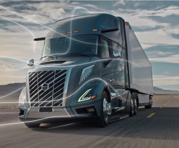 Volvo VNL truck highlighting its aerodynamic windshield design