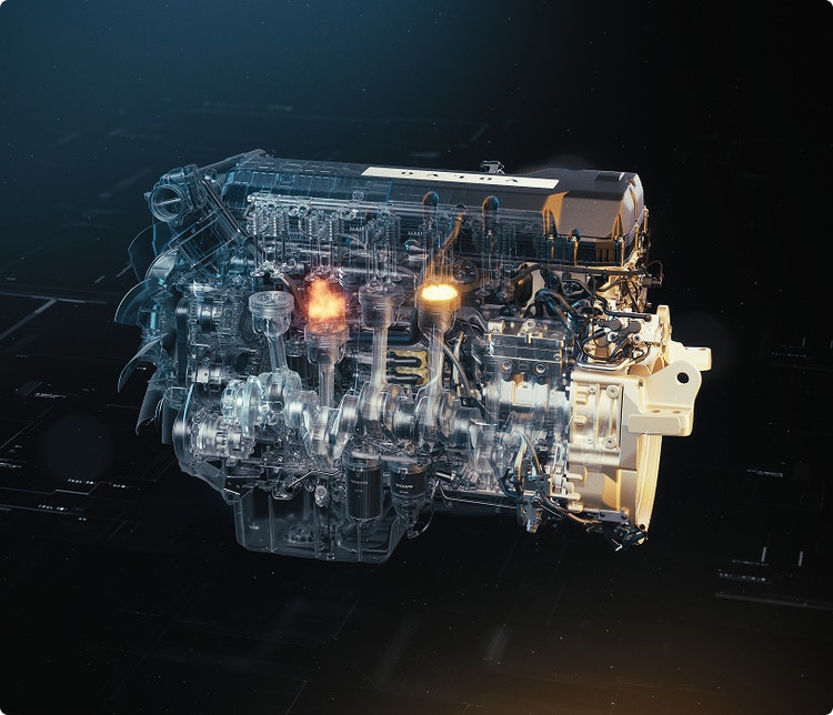 A sideview look at the new Volvo D13 engine.