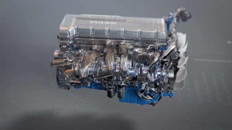 A sideview of Volvo's most powerful powertrain (engine)