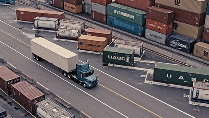 VNR electric at a container port highlighting multiple connectivity options