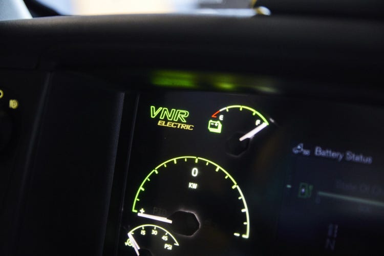 Volvo VNR Electric truck's modern interior dashboard