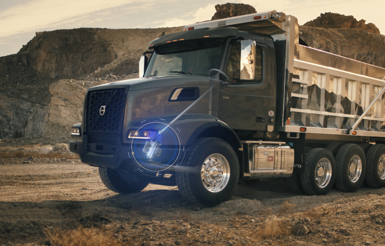 Volvo VHD dump truck at a rugged worksite, showcasing how steering is made easy