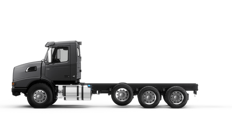 Side view of a Volvo VHD 300 AB truck chassis