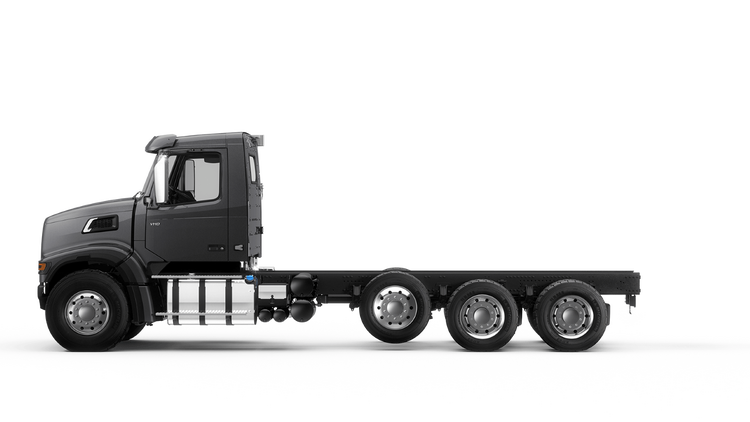 Side view of a Volvo VHD 300 AF truck chassis